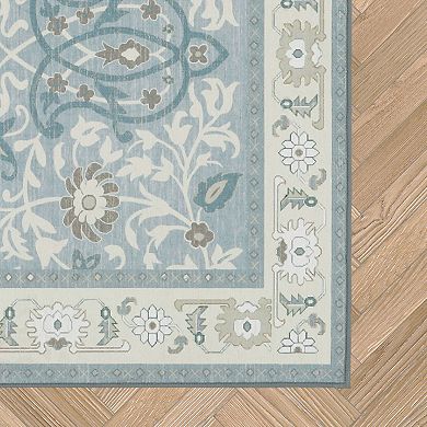 Laura Ashley 2-Piece Beige Aurora Medallion Washable Area Rug Set