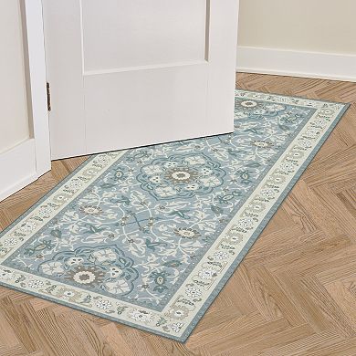 Laura Ashley 2-Piece Beige Aurora Medallion Washable Area Rug Set