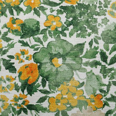Laura Ashley 2-Piece Green Lovestone Floral Washable Area Rug Set
