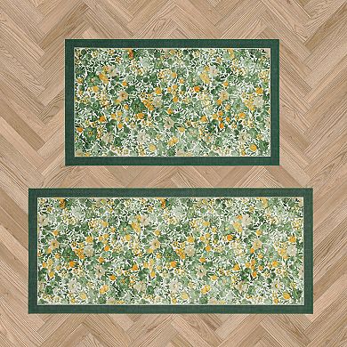 Laura Ashley 2-Piece Green Lovestone Floral Washable Area Rug Set