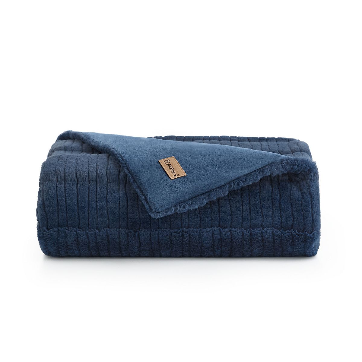 Bearpaw Gilmore Faux Fur Throw Blanket - Navy