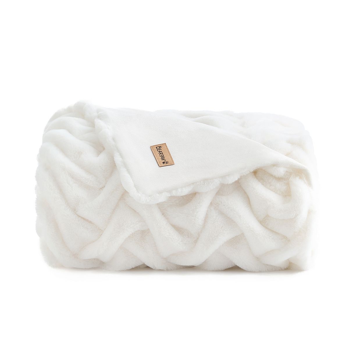 Bearpaw Claire Faux Fur Throw Blanket - Ivory