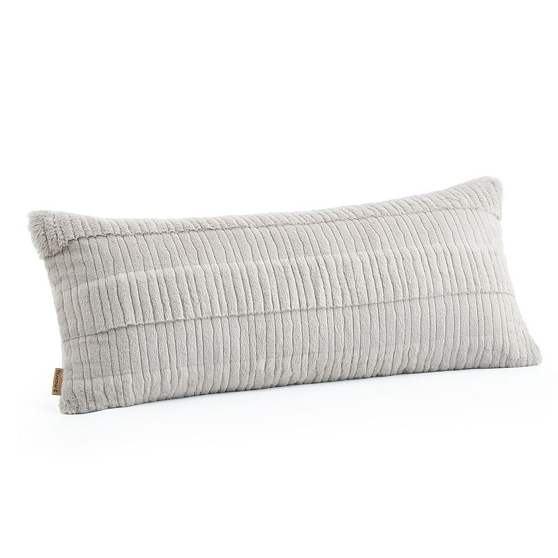 Bearpaw Gilmore Faux Fur Bolster Pillow, Stucco