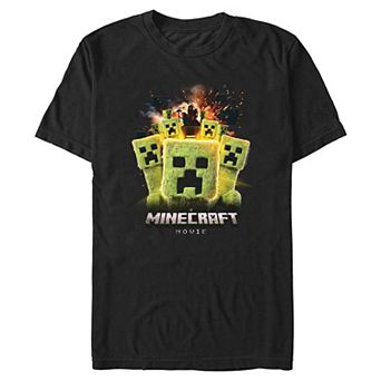 Big & Tall Minecraft Movie Creepers Running Graphic Tee