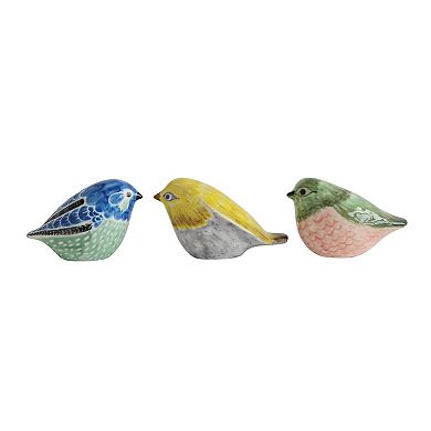 Storied Home Hand Painted Stoneware Bird Figurine Set of 3