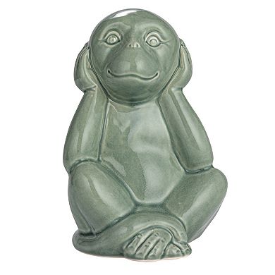Storied Home Stoneware Green Monkey Accent Decor Set of 3