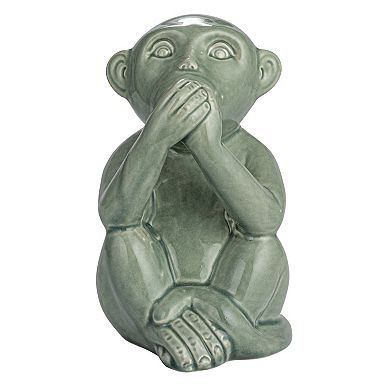 Storied Home Stoneware Green Monkey Accent Decor Set of 3