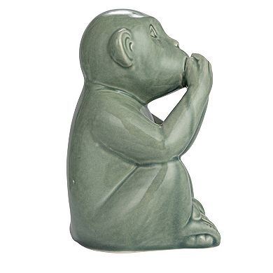 Storied Home Stoneware Green Monkey Accent Decor Set of 3