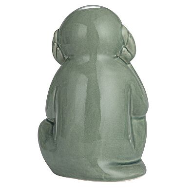 Storied Home Stoneware Green Monkey Accent Decor Set of 3