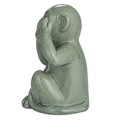 Storied Home Stoneware Green Monkey Accent Decor Set of 3