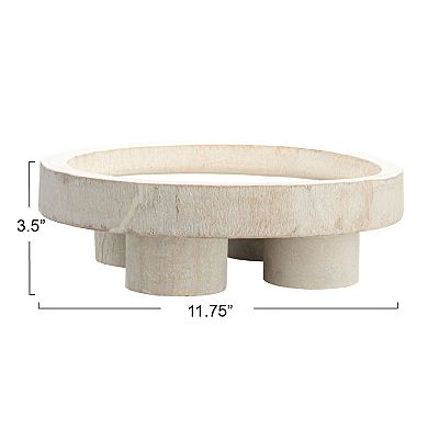 Storied Home Paulownia Wood Pedestal Tray