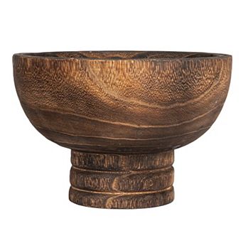 Storied Home Round Paulownia Wood Pedestal Bowl