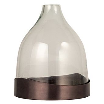 Storied Home Sophisticated Glass Cloche with Metal Tray