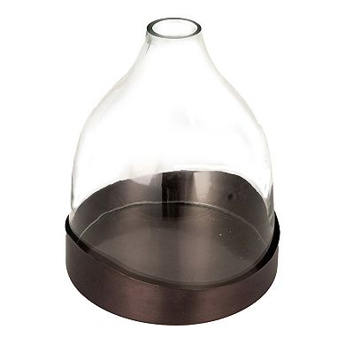 Storied Home Sophisticated Glass Cloche with Metal Tray