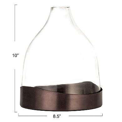 Storied Home Sophisticated Glass Cloche with Metal Tray