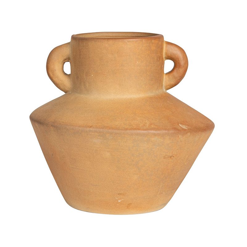 Bloomingville Round Stoneware Vase with Reactive Glaze Finish and Vertical Handles  Terra Cotta