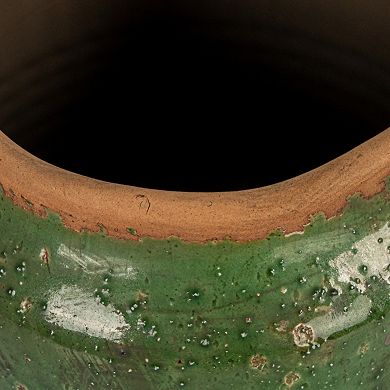 Storied Home Round Terra-cotta Hobnail Heavily Distressed Planter Vase