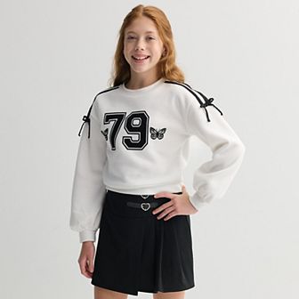 Girls Knit Works 2 pc Long Sleeve Bow Detail Sweatshirt & Skirt Set