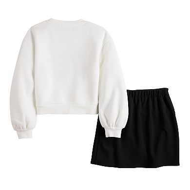 Girls Knit Works 2-Piece Long Sleeve Bow Detail Sweatshirt & Skirt Set