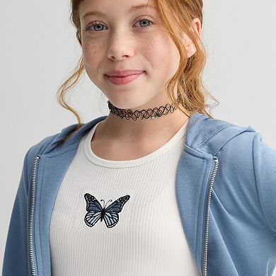 Girls 7-20 Knit Works 3-Piece Long Sleeve Hoodie, Short Sleeve Tee, & 3-Tier Skirt Set In Regular & Plus Size