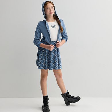 Girls 7-20 Knit Works 3-Piece Long Sleeve Hoodie, Short Sleeve Tee, & 3-Tier Skirt Set In Regular & Plus Size