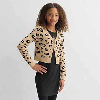 Girls 7-16 Knit Works Long Sleeve Cardigan & Embroidered Short Sleeve Dress