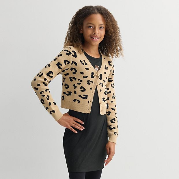 Girls 7-16 Knit Works Long Sleeve Cardigan & Embroidered Short Sleeve Dress, Girl's, Size: Large