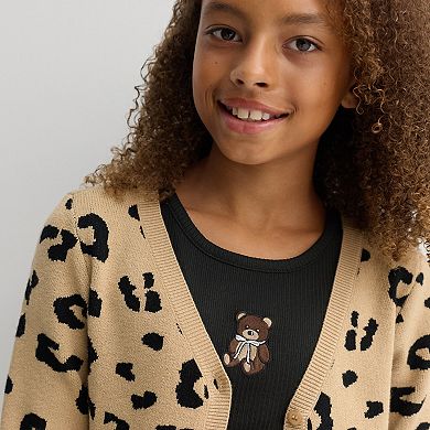 Girls 7-16 Knit Works Long Sleeve Cardigan & Embroidered Short Sleeve Dress