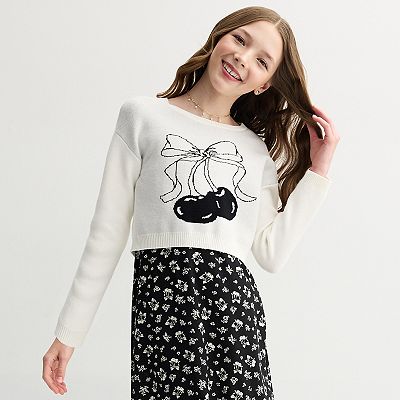 Girls 7-16 Knit Works 2-pc. Popover Sweater & Tie Back Slip Dress