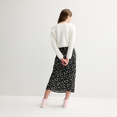 Girls 7-16 Knit Works 2-pc. Popover Sweater & Tie Back Slip Dress