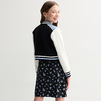 Girls 6-20 Knit Works 2-Piece Varsity Jacket & Dress Set in Regular and Plus Size