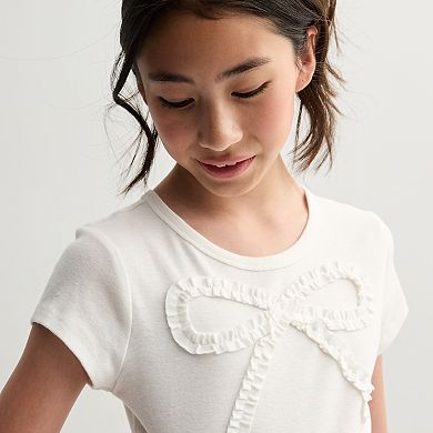 Girls 7-16 Knit Works 2-pc. Bow Embroidered Top & Floral Skirt Set in Regular & Plus Size