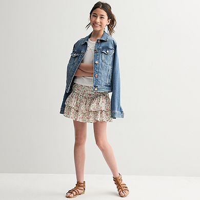 Girls 7-16 Knit Works 2-pc. Bow Embroidered Top & Floral Skirt Set in Regular & Plus Size