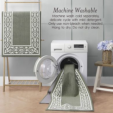 Laura Ashley Lorreta Two-Tone All Loop Tufted Machine-Washable Skid-Resistant Runner