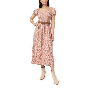 Juniors' WallFlower Belted Smocked Maxi Dress