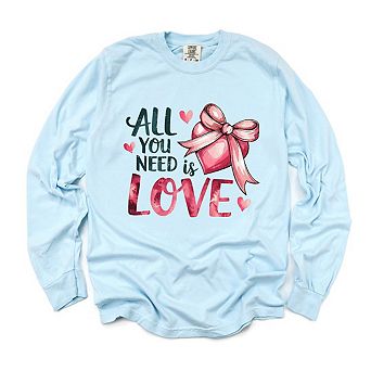 All You Need Is Love Coquette Garment Dyed Long Sleeve Tees