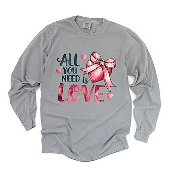 All You Need Is Love Coquette Garment Dyed Long Sleeve Tees