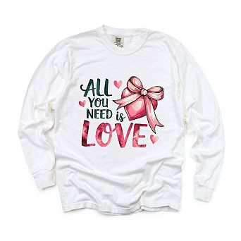All You Need Is Love Coquette Garment Dyed Long Sleeve Tees