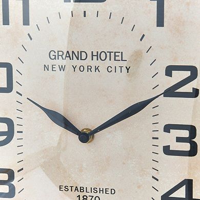 Storied Home Rectangle Metal Hanging Wall Clock with Handle