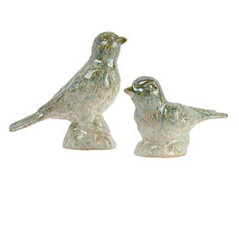 Storied Home 2 pc Decorative Debossed Stoneware Bird Figurine Set