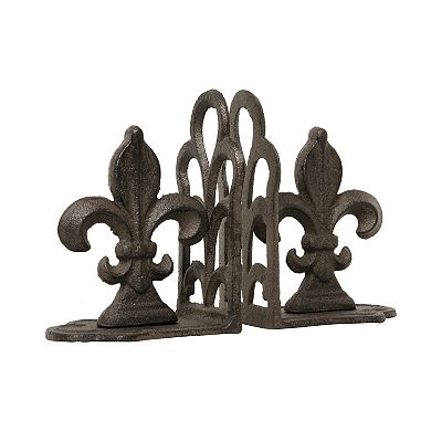 Storied Home 2-Piece Decorative Metal Fleur de Lis Bookend Set