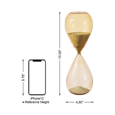Glitzhome Modern Double-layered Amber Hourglass with White Sand, 30-Minute Sand Timers