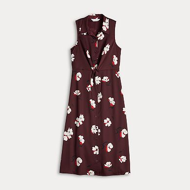 Women's Nine West Tie Front Midi Shirt Dress