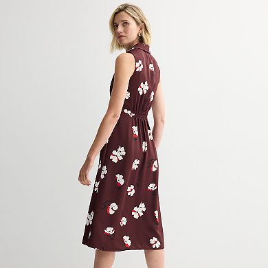 Women's Nine West Tie Front Midi Shirt Dress