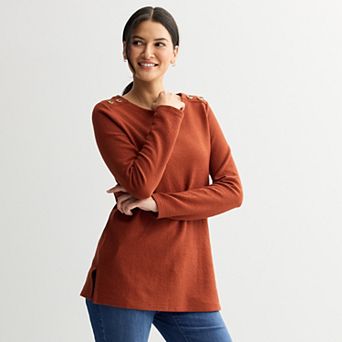 Women's Croft & Barrow® Button Shoulder Tunic