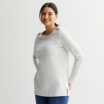 Women's Croft & Barrow® Button Shoulder Tunic