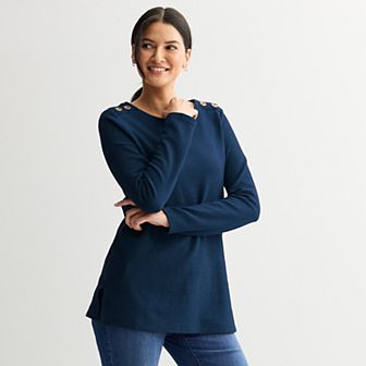 Women's Croft & Barrow® Button Shoulder Tunic