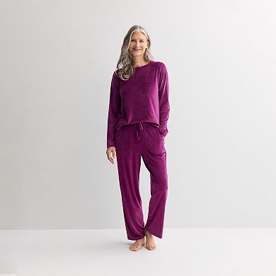Women's Croft & Barrow® Velour Pajama Top & Pajama Bottoms Set