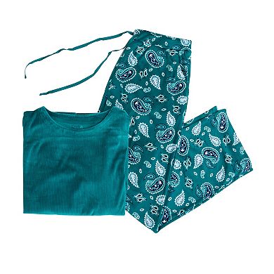 Women's Croft & Barrow® Velour Pajama Top & Pajama Bottoms Set