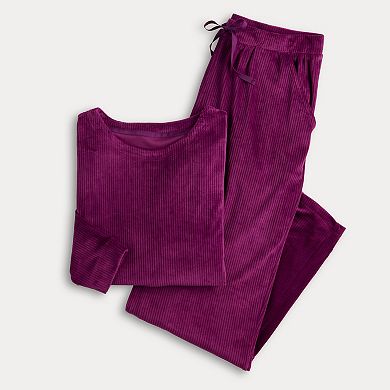 Women's Croft & Barrow® Velour Pajama Top & Pajama Bottoms Set